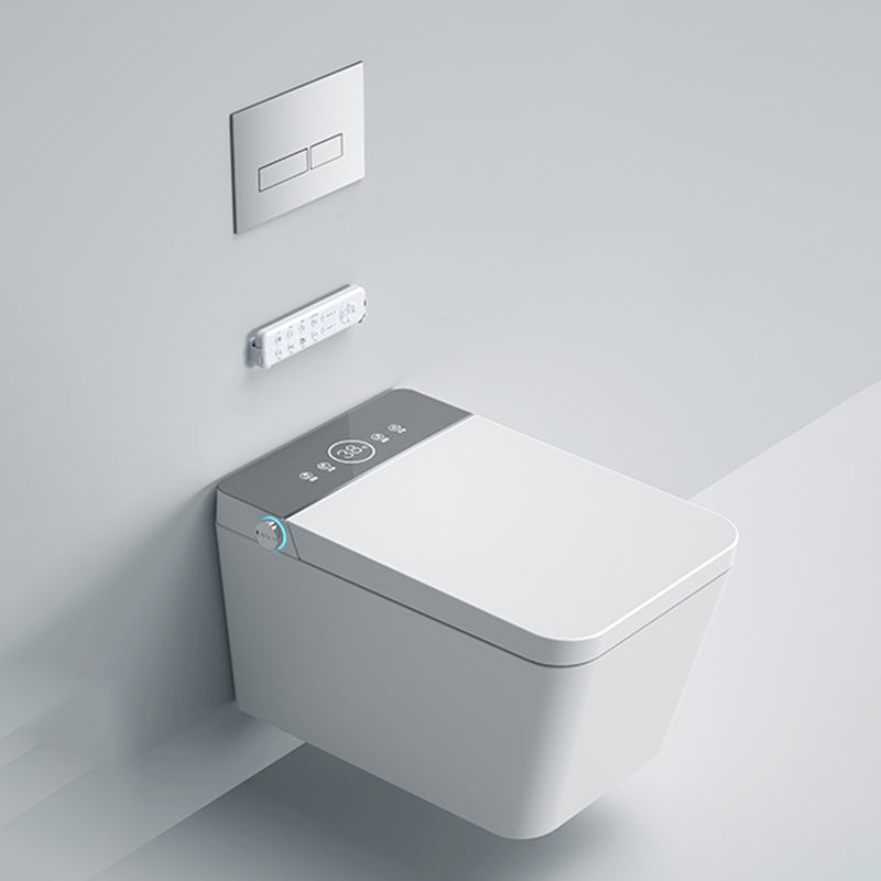 Heated Seat Wall Hung Toilet Set Dual Flush Elongated Wall Mounted Bidet Grey Clearhalo 'Bathroom Remodel & Bathroom Fixtures' 'Bidets' 'Home Improvement' 'home_improvement' 'home_improvement_bidets' 'Toilets & Bidets' 7554764