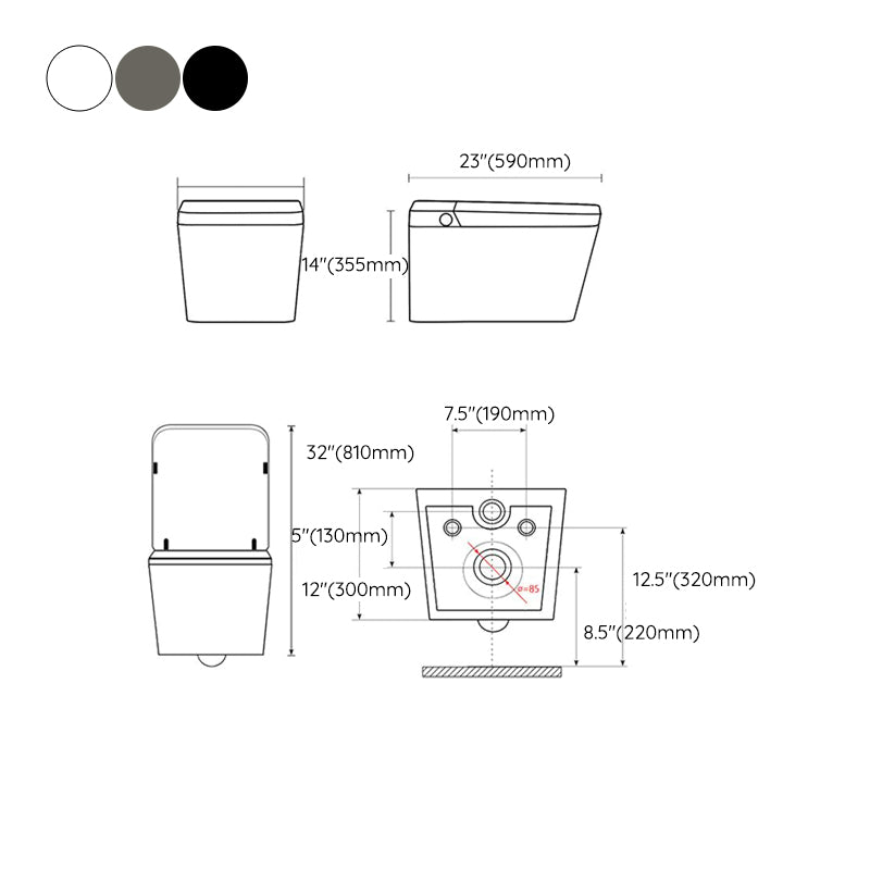 Heated Seat Wall Hung Toilet Set Dual Flush Elongated Wall Mounted Bidet Clearhalo 'Bathroom Remodel & Bathroom Fixtures' 'Bidets' 'Home Improvement' 'home_improvement' 'home_improvement_bidets' 'Toilets & Bidets' 7554775