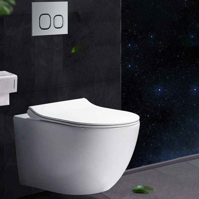 Elongated Wall Hung Toilet Set Vitreous China Wall Mounted Bidet Clearhalo 'Bathroom Remodel & Bathroom Fixtures' 'Bidets' 'Home Improvement' 'home_improvement' 'home_improvement_bidets' 'Toilets & Bidets' 7554866