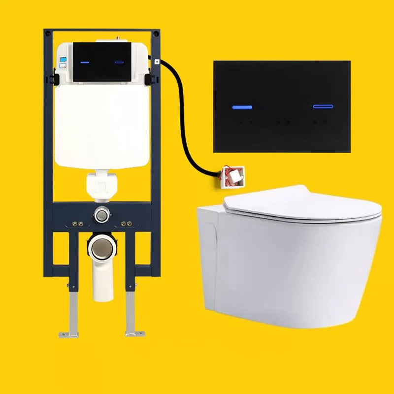 Elongated Wall Hung Toilet Set Vitreous China Wall Mounted Bidet Gloss White Toilet & Tanker Clearhalo 'Bathroom Remodel & Bathroom Fixtures' 'Bidets' 'Home Improvement' 'home_improvement' 'home_improvement_bidets' 'Toilets & Bidets' 7554867