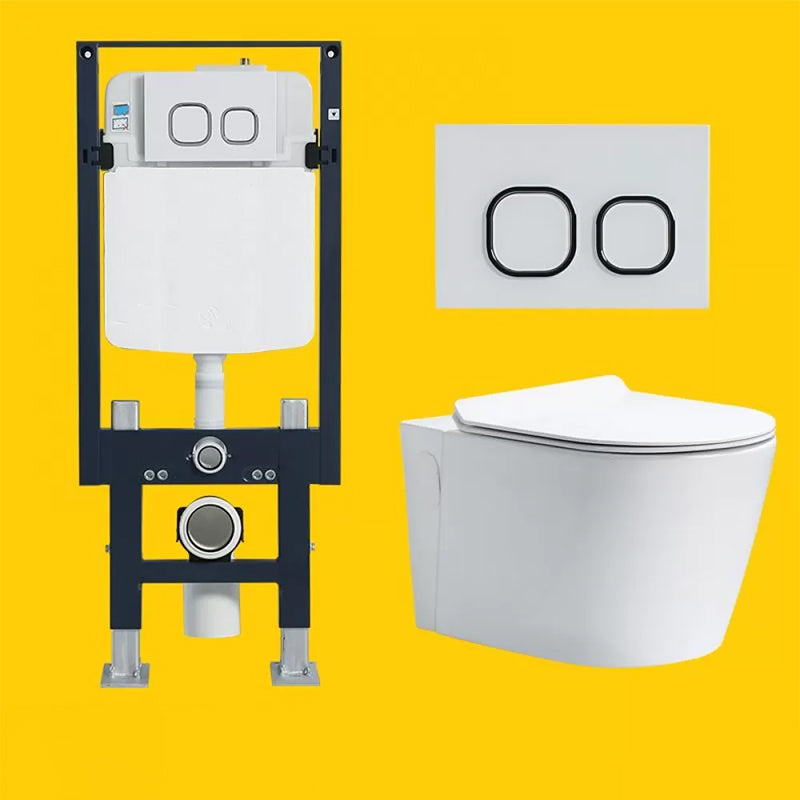 Elongated Wall Hung Toilet Set Vitreous China Wall Mounted Bidet Gloss White Toilet & Freestanding Tanker Clearhalo 'Bathroom Remodel & Bathroom Fixtures' 'Bidets' 'Home Improvement' 'home_improvement' 'home_improvement_bidets' 'Toilets & Bidets' 7554882