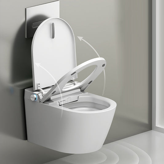 Simplicity Wall Mounted Bidet Elongated Foot Sensor Ceramic Heated Seat Clearhalo 'Bathroom Remodel & Bathroom Fixtures' 'Bidets' 'Home Improvement' 'home_improvement' 'home_improvement_bidets' 'Toilets & Bidets' 7555075
