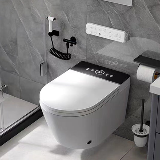 Simplistic Wall Mounted Bidet Elongated Foot Sensor Ceramic Heated Seat Clearhalo 'Bathroom Remodel & Bathroom Fixtures' 'Bidets' 'Home Improvement' 'home_improvement' 'home_improvement_bidets' 'Toilets & Bidets' 7555084