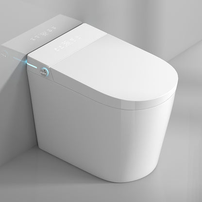 Elongated White One Piece Smart Toilet & Bidet with Unlimited Warm Water Automatic Lid Clearhalo 'Bathroom Remodel & Bathroom Fixtures' 'Bidets' 'Home Improvement' 'home_improvement' 'home_improvement_bidets' 'Toilets & Bidets' 7555282