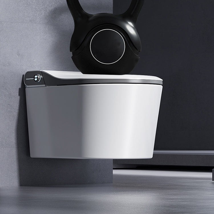 Elongated Wall Hung Toilet Set Foot Sensor Ceramic Wall Mounted Bidet Clearhalo 'Bathroom Remodel & Bathroom Fixtures' 'Bidets' 'Home Improvement' 'home_improvement' 'home_improvement_bidets' 'Toilets & Bidets' 7555355