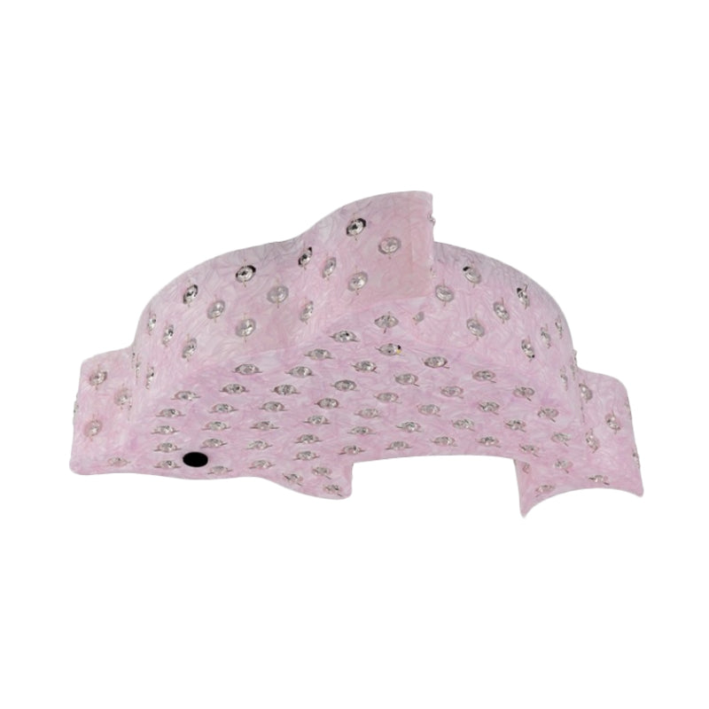 Contemporary Fish Shaped Flush Mount Pendant Light Acrylic Bedroom LED Ceiling Mount with Crystal Decoration in Blue/Pink/White Clearhalo 'Ceiling Lights' 'Close To Ceiling Lights' 'Close to ceiling' 'Flush mount' Lighting' 756471