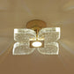 Flower Water Crystal Ceiling Lamp Modernist Corridor LED Semi Flush Mount Lighting in Gold, Warm/White Light Clearhalo 'Ceiling Lights' 'Close To Ceiling Lights' 'Close to ceiling' 'Semi-flushmount' Lighting' 756859