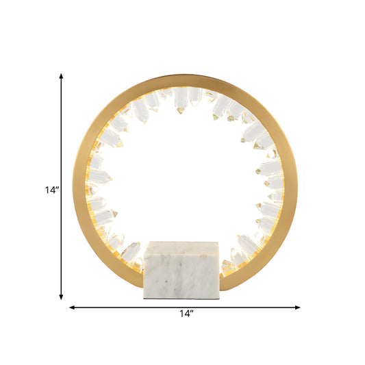 Gold Loop Table Light Modern Metal Bedside LED Night Lamp with Inner Magnet Crystal Decor Clearhalo 'Lamps' 'Table Lamps' Lighting' 756929