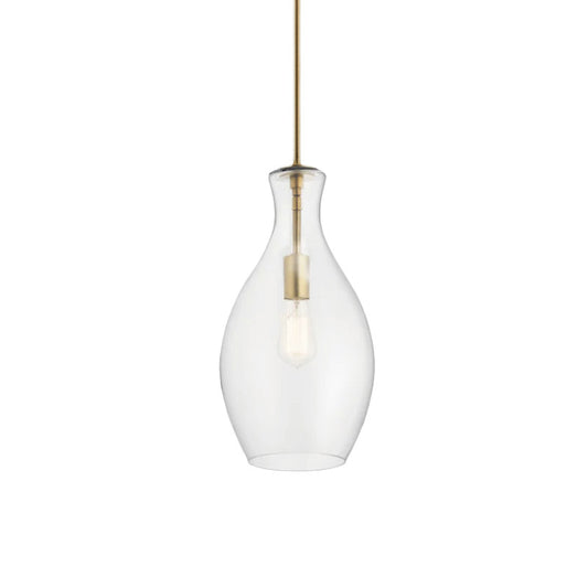 1 Bulb Kitchen Pendant Lighting Simple Gold Ceiling Hang Fixture with Urn Clear Glass Shade Clearhalo 'Ceiling Lights' 'Glass shade' 'Glass' 'Modern Pendants' 'Modern' 'Pendant Lights' 'Pendants' Lighting' 757005