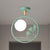 Iron Loop Semi Mount Lighting Macaron 1 Light White/Grey/Green Finish Ceiling Flush with Ball Opal Glass Shade Green Clearhalo 'Ceiling Lights' 'Close To Ceiling Lights' 'Close to ceiling' 'Glass shade' 'Glass' 'Pendant Lights' 'Semi-flushmount' Lighting' 757067