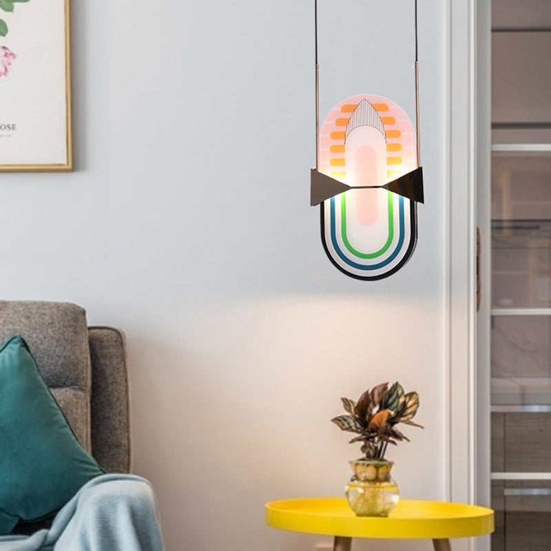 Pink Glass Oval Pendant Chandelier Designer 2 Lights Hanging Ceiling Light for Bedside Clearhalo 'Ceiling Lights' 'Chandeliers' 'Modern Chandeliers' 'Modern' Lighting' 757105