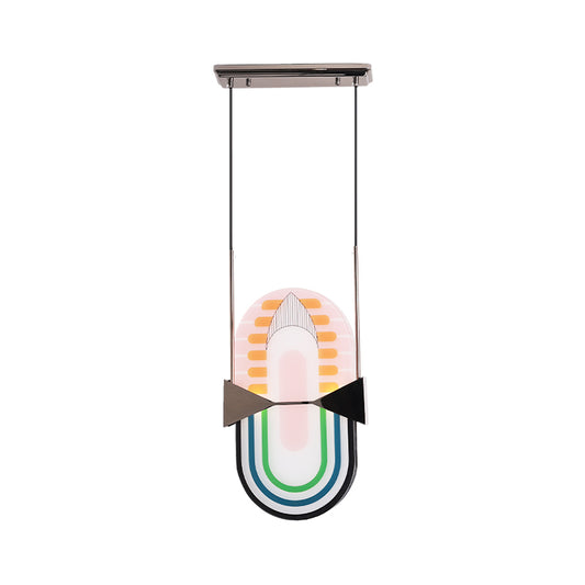 Pink Glass Oval Pendant Chandelier Designer 2 Lights Hanging Ceiling Light for Bedside Clearhalo 'Ceiling Lights' 'Chandeliers' 'Modern Chandeliers' 'Modern' Lighting' 757106