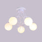Iron Swirling Semi Flush Mount Modernism 5 Heads Black/White Finish Flush Ceiling Light with Globe Opal Glass Shade Clearhalo 'Ceiling Lights' 'Close To Ceiling Lights' 'Close to ceiling' 'Glass shade' 'Glass' 'Semi-flushmount' Lighting' 757151