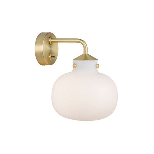 1 Bulb Balcony Wall Mount Light Postmodern Brass Wall Sconce with Oblong Milk White Glass Shade Clearhalo 'Cast Iron' 'Glass' 'Industrial' 'Modern wall lights' 'Modern' 'Tiffany' 'Traditional wall lights' 'Wall Lamps & Sconces' 'Wall Lights' Lighting' 757202
