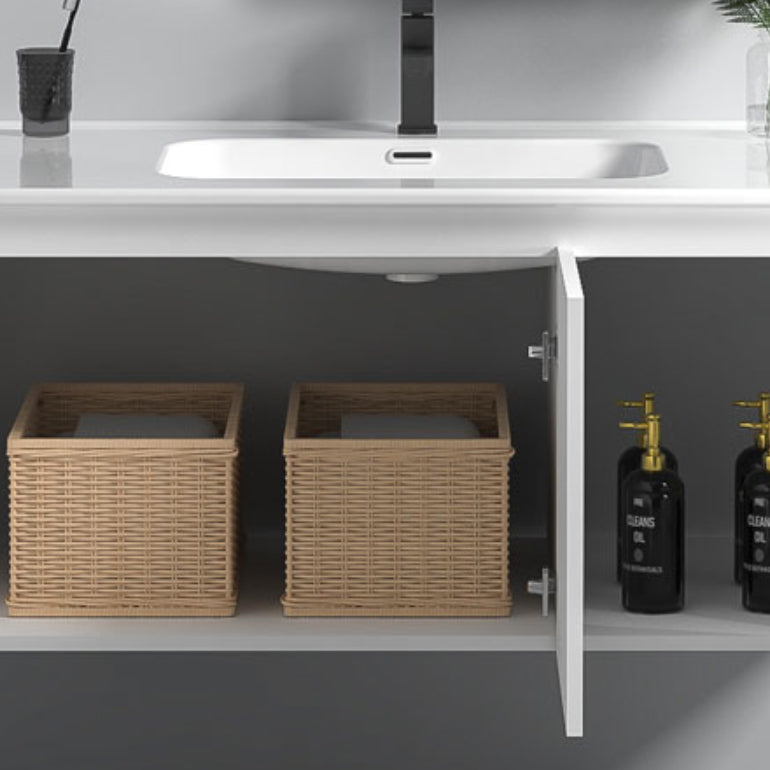 Wall Mount Bathroom Vanity Modern White Ceramic Single-Sink Vanity Set Clearhalo 'Bathroom Remodel & Bathroom Fixtures' 'Bathroom Vanities' 'bathroom_vanities' 'Home Improvement' 'home_improvement' 'home_improvement_bathroom_vanities' 7572906