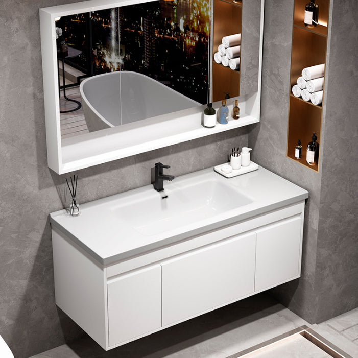 Rectangular Bathroom Vanity Single-Sink Modern White Wall Mount Vanity Set Vanity & Faucet & Mirror Cabinet https: res.litfad.com site img item 2023 02 30 7572915 1200x1200.jpg Clearhalo 'Bathroom Remodel & Bathroom Fixtures' 'Bathroom Vanities' 'bathroom_vanities' 'Home Improvement' 'home_improvement' 'home_improvement_bathroom_vanities' 7572915