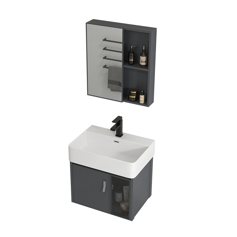 Single Sink Bathroom Vanity Modern Gray Metal Frame Rectangular Vanity Set Clearhalo 'Bathroom Remodel & Bathroom Fixtures' 'Bathroom Vanities' 'bathroom_vanities' 'Home Improvement' 'home_improvement' 'home_improvement_bathroom_vanities' 7573017