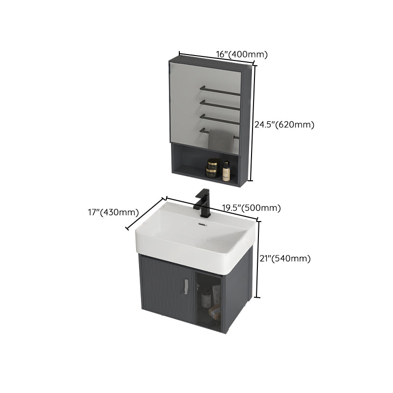 Single Sink Bathroom Vanity Modern Gray Metal Frame Rectangular Vanity Set Clearhalo 'Bathroom Remodel & Bathroom Fixtures' 'Bathroom Vanities' 'bathroom_vanities' 'Home Improvement' 'home_improvement' 'home_improvement_bathroom_vanities' 7573041