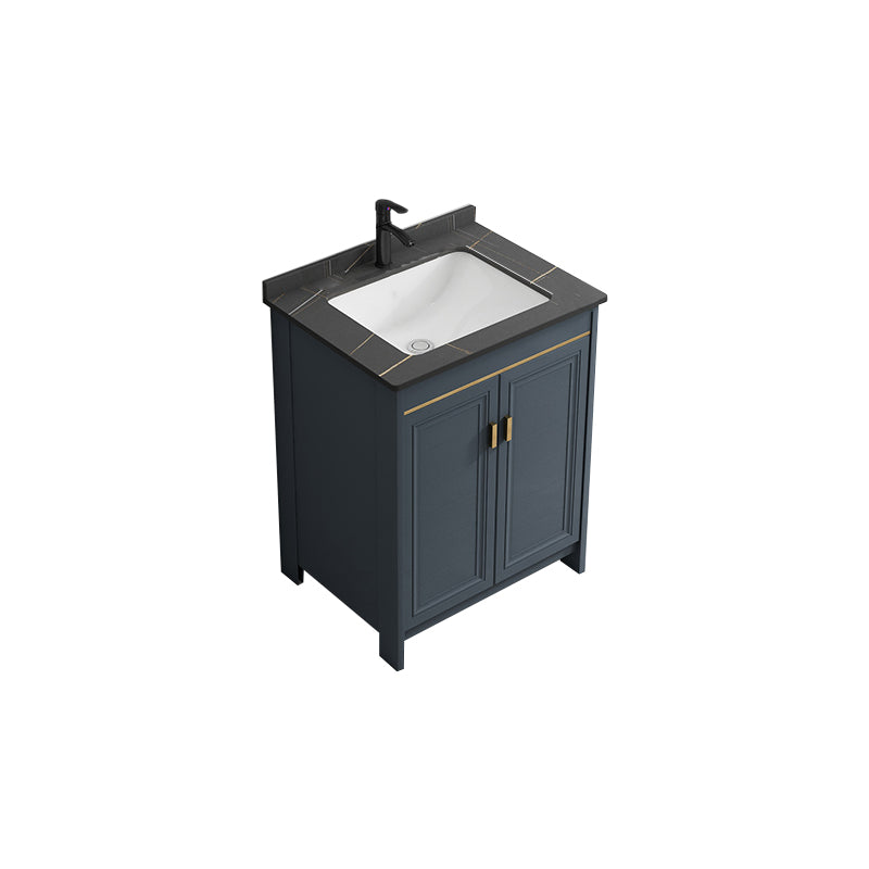 Freestanding Bathroom Vanity Single-Sink Glam Metal Base Rectangular Vanity Set Vanity & Faucet 24"L x 19"W x 32"H Towel Bar Not Included Clearhalo 'Bathroom Remodel & Bathroom Fixtures' 'Bathroom Vanities' 'bathroom_vanities' 'Home Improvement' 'home_improvement' 'home_improvement_bathroom_vanities' 7573060