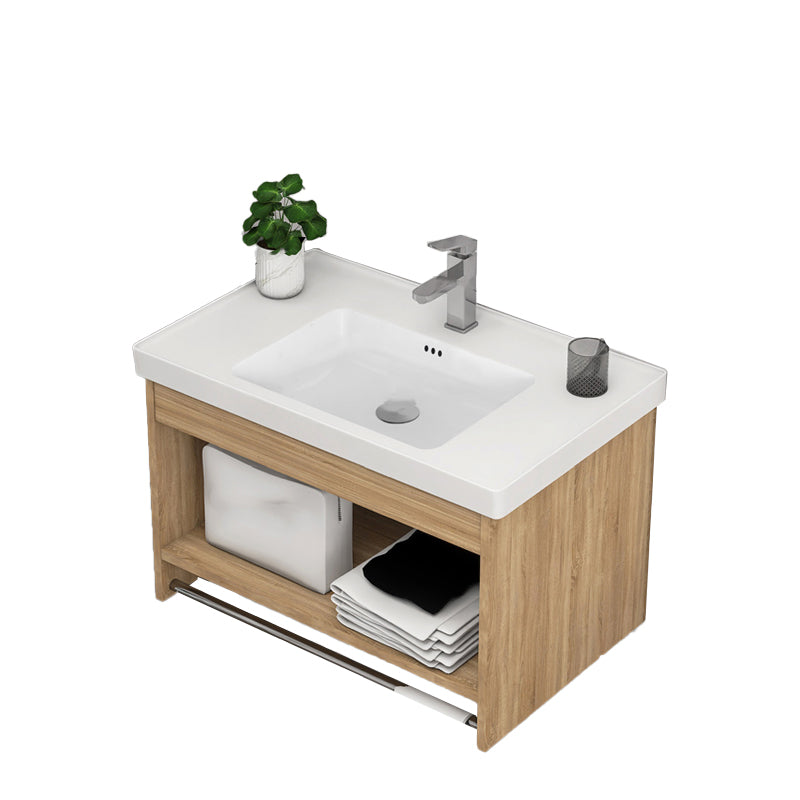 Modern Sink Vanity Rectangular Ceramic Top Single Wall Mount Vanity Vanity & Faucet 24"L x 16"W x 15"H Clearhalo 'Bathroom Remodel & Bathroom Fixtures' 'Bathroom Vanities' 'bathroom_vanities' 'Home Improvement' 'home_improvement' 'home_improvement_bathroom_vanities' 7573093