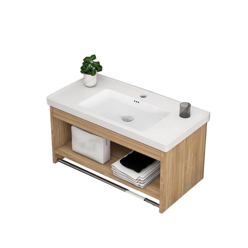 Modern Sink Vanity Rectangular Ceramic Top Single Wall Mount Vanity Bathroom Vanity 32"L x 16"W x 17"H Clearhalo 'Bathroom Remodel & Bathroom Fixtures' 'Bathroom Vanities' 'bathroom_vanities' 'Home Improvement' 'home_improvement' 'home_improvement_bathroom_vanities' 7573116