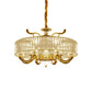 Gold 6/8 Lights Pendant Chandelier Modernist Crystal Block Circle Ceiling Suspension Lamp Clearhalo 'Ceiling Lights' 'Chandeliers' 'Modern Chandeliers' 'Modern' Lighting' 757685