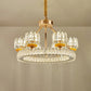 Cylinder Living Room Chandelier Lamp Modernism Crystal Block 6/8 Bulbs Gold Ring Ceiling Light Clearhalo 'Ceiling Lights' 'Chandeliers' 'Modern Chandeliers' 'Modern' Lighting' 757758
