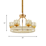 Cylinder Living Room Chandelier Lamp Modernism Crystal Block 6/8 Bulbs Gold Ring Ceiling Light Clearhalo 'Ceiling Lights' 'Chandeliers' 'Modern Chandeliers' 'Modern' Lighting' 757759
