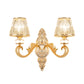 1/2-Head Wall Sconce Modern Bedside Wall Light Fixture with Cone Crystal Shade in Gold Clearhalo 'Cast Iron' 'Glass' 'Industrial' 'Modern wall lights' 'Modern' 'Tiffany' 'Traditional wall lights' 'Wall Lamps & Sconces' 'Wall Lights' Lighting' 757793