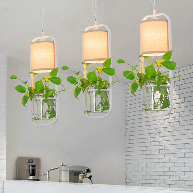 1 Bulb Metal Pendant Light Fixture Industrial Black/White Cylindrical Restaurant LED Hanging Lamp Kit White Clearhalo 'Art Deco Pendants' 'Black' 'Cast Iron' 'Ceiling Lights' 'Ceramic' 'Crystal' 'Industrial Pendants' 'Industrial' 'Metal' 'Middle Century Pendants' 'Pendant Lights' 'Pendants' 'Rustic Pendants' 'Tiffany' Lighting' 757916