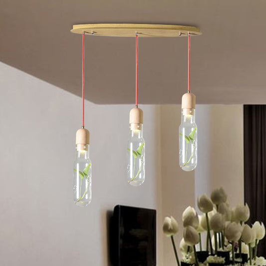 Industrial Bottle Cluster Pendant 3/6 Bulbs Metal LED Suspension Light in Wood for Living Room Clearhalo 'Art Deco Pendants' 'Cast Iron' 'Ceiling Lights' 'Ceramic' 'Crystal' 'Industrial Pendants' 'Industrial' 'Metal' 'Middle Century Pendants' 'Pendant Lights' 'Pendants' 'Tiffany' Lighting' 757947