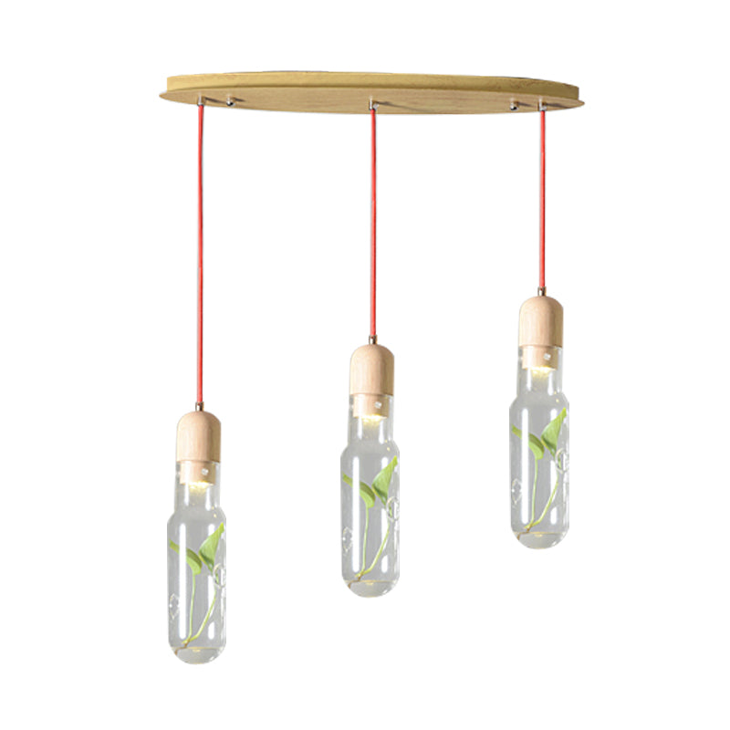 Industrial Bottle Cluster Pendant 3/6 Bulbs Metal LED Suspension Light in Wood for Living Room Clearhalo 'Art Deco Pendants' 'Cast Iron' 'Ceiling Lights' 'Ceramic' 'Crystal' 'Industrial Pendants' 'Industrial' 'Metal' 'Middle Century Pendants' 'Pendant Lights' 'Pendants' 'Tiffany' Lighting' 757948