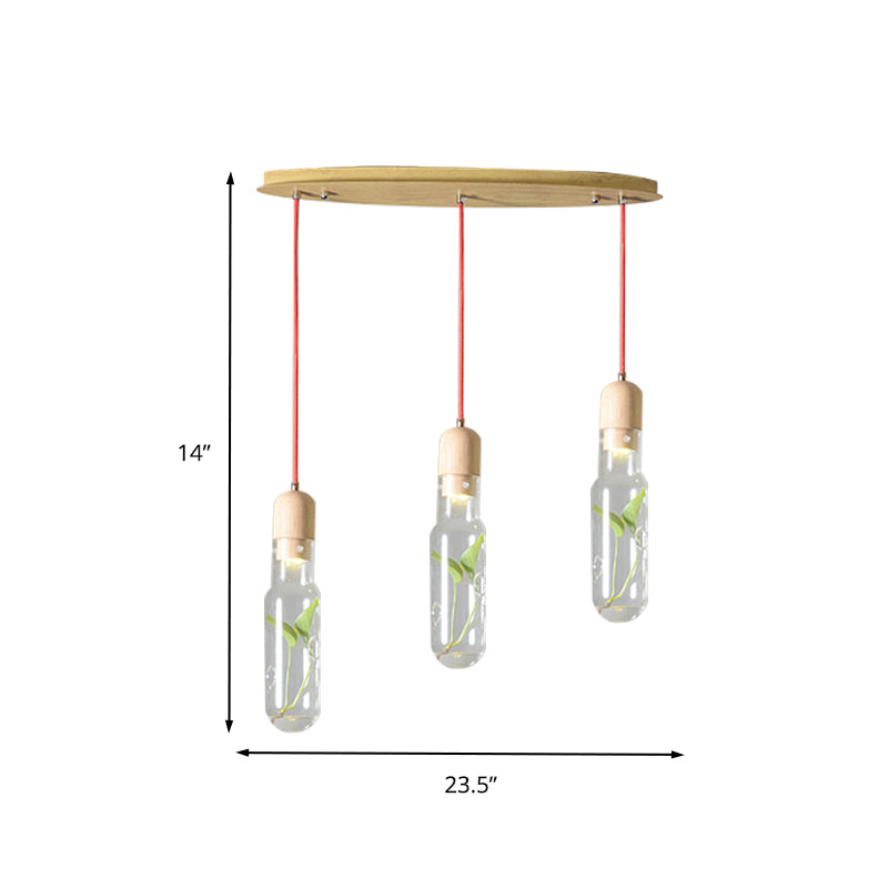 Industrial Bottle Cluster Pendant 3/6 Bulbs Metal LED Suspension Light in Wood for Living Room Clearhalo 'Art Deco Pendants' 'Cast Iron' 'Ceiling Lights' 'Ceramic' 'Crystal' 'Industrial Pendants' 'Industrial' 'Metal' 'Middle Century Pendants' 'Pendant Lights' 'Pendants' 'Tiffany' Lighting' 757950