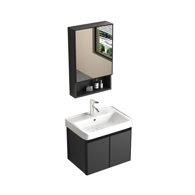 Rectangular Bathroom Vanity Single Sink Modern Gray Metal Base Vanity Set Vanity & Faucet & Mirror Cabinet https: res.litfad.com site img item 2023 02 09 7581621 1200x1200.jpg Clearhalo 'Bathroom Remodel & Bathroom Fixtures' 'Bathroom Vanities' 'bathroom_vanities' 'Home Improvement' 'home_improvement' 'home_improvement_bathroom_vanities' 7581621