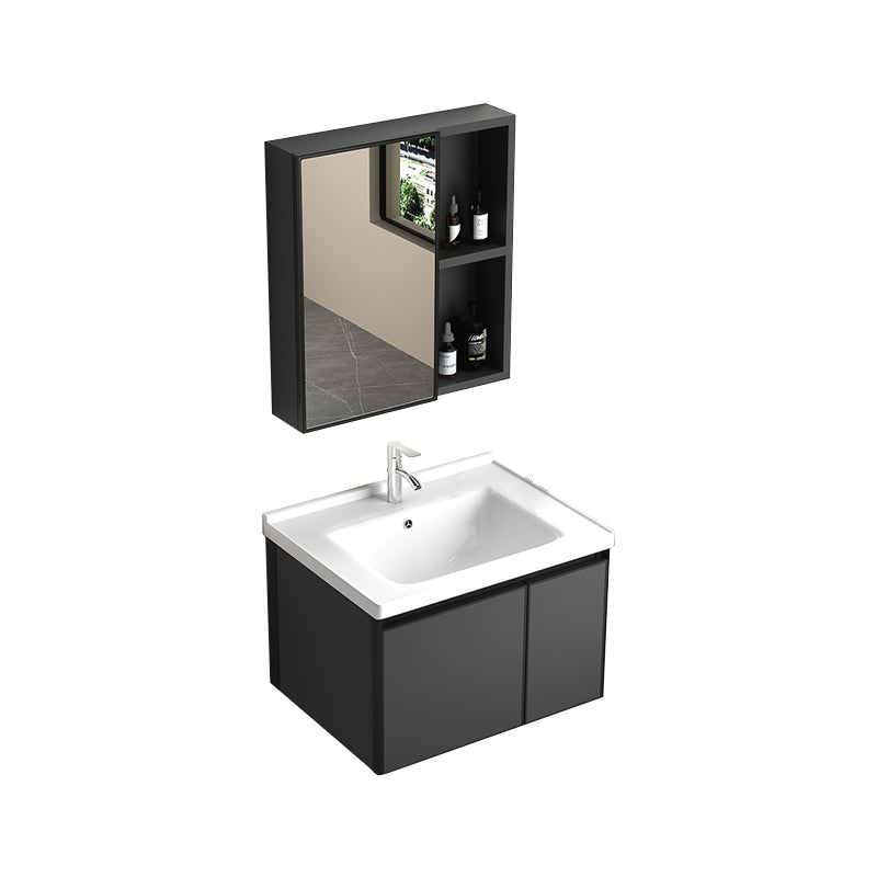 Rectangular Bathroom Vanity Single Sink Modern Gray Metal Base Vanity Set Vanity & Faucet & Mirror Cabinet https: res.litfad.com site img item 2023 02 19 7581622 1200x1200.jpg Clearhalo 'Bathroom Remodel & Bathroom Fixtures' 'Bathroom Vanities' 'bathroom_vanities' 'Home Improvement' 'home_improvement' 'home_improvement_bathroom_vanities' 7581622