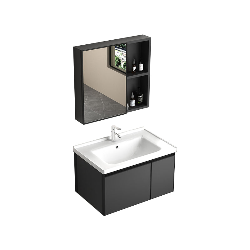 Rectangular Bathroom Vanity Single Sink Modern Gray Metal Base Vanity Set Vanity & Faucet & Mirror Cabinet https: res.litfad.com site img item 2023 02 19 7581624 1200x1200.jpg Clearhalo 'Bathroom Remodel & Bathroom Fixtures' 'Bathroom Vanities' 'bathroom_vanities' 'Home Improvement' 'home_improvement' 'home_improvement_bathroom_vanities' 7581624