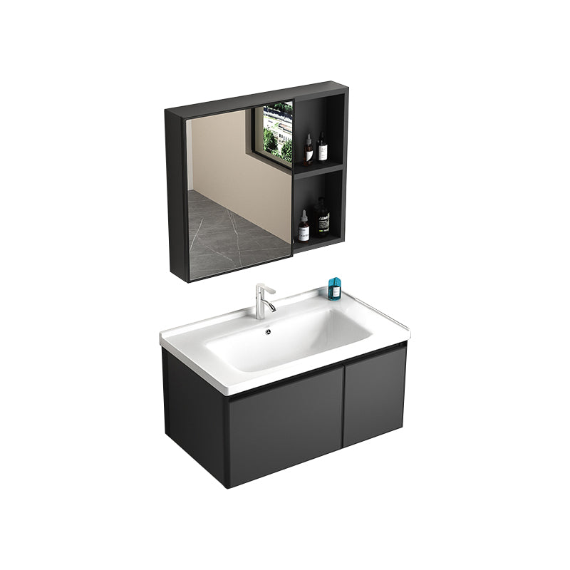 Rectangular Bathroom Vanity Single Sink Modern Gray Metal Base Vanity Set Vanity & Faucet & Mirror Cabinet https: res.litfad.com site img item 2023 02 04 7581626 1200x1200.jpg Clearhalo 'Bathroom Remodel & Bathroom Fixtures' 'Bathroom Vanities' 'bathroom_vanities' 'Home Improvement' 'home_improvement' 'home_improvement_bathroom_vanities' 7581626