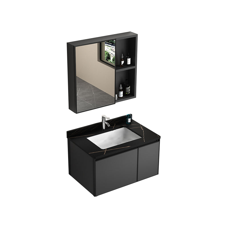 Rectangular Bathroom Vanity Single Sink Modern Gray Metal Base Vanity Set Vanity & Faucet & Mirror Cabinet https: res.litfad.com site img item 2023 02 21 7581634 1200x1200.jpg Clearhalo 'Bathroom Remodel & Bathroom Fixtures' 'Bathroom Vanities' 'bathroom_vanities' 'Home Improvement' 'home_improvement' 'home_improvement_bathroom_vanities' 7581634