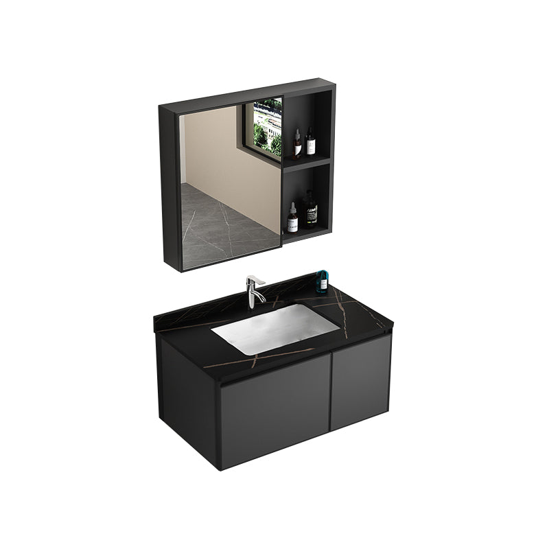Rectangular Bathroom Vanity Single Sink Modern Gray Metal Base Vanity Set Vanity & Faucet & Mirror Cabinet https: res.litfad.com site img item 2023 02 26 7581636 1200x1200.jpg Clearhalo 'Bathroom Remodel & Bathroom Fixtures' 'Bathroom Vanities' 'bathroom_vanities' 'Home Improvement' 'home_improvement' 'home_improvement_bathroom_vanities' 7581636