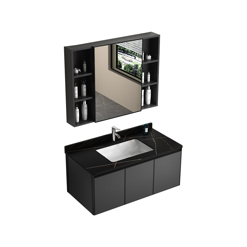 Rectangular Bathroom Vanity Single Sink Modern Gray Metal Base Vanity Set Vanity & Faucet & Mirror Cabinet https: res.litfad.com site img item 2023 02 24 7581638 1200x1200.jpg Clearhalo 'Bathroom Remodel & Bathroom Fixtures' 'Bathroom Vanities' 'bathroom_vanities' 'Home Improvement' 'home_improvement' 'home_improvement_bathroom_vanities' 7581638