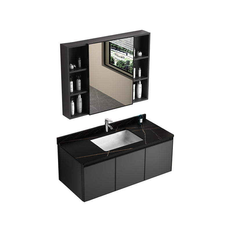 Rectangular Bathroom Vanity Single Sink Modern Gray Metal Base Vanity Set Vanity & Faucet & Mirror Cabinet https: res.litfad.com site img item 2023 02 19 7581639 1200x1200.jpg Clearhalo 'Bathroom Remodel & Bathroom Fixtures' 'Bathroom Vanities' 'bathroom_vanities' 'Home Improvement' 'home_improvement' 'home_improvement_bathroom_vanities' 7581639