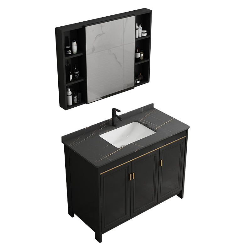 Rectangular Bathroom Vanity Glam Black Freestanding Metal Base Vanity Set Vanity & Faucet & Mirror Cabinet Towel Bar Not Included Clearhalo 'Bathroom Remodel & Bathroom Fixtures' 'Bathroom Vanities' 'bathroom_vanities' 'Home Improvement' 'home_improvement' 'home_improvement_bathroom_vanities' 7581696