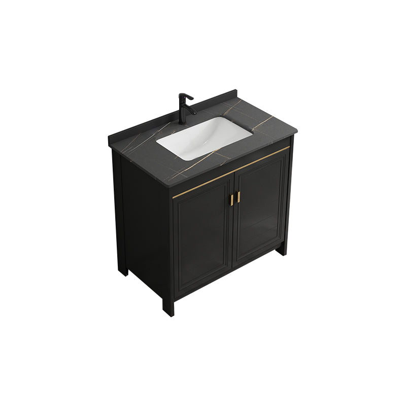 Rectangular Bathroom Vanity Glam Black Freestanding Metal Base Vanity Set Vanity & Faucet Towel Bar Not Included Clearhalo 'Bathroom Remodel & Bathroom Fixtures' 'Bathroom Vanities' 'bathroom_vanities' 'Home Improvement' 'home_improvement' 'home_improvement_bathroom_vanities' 7581706