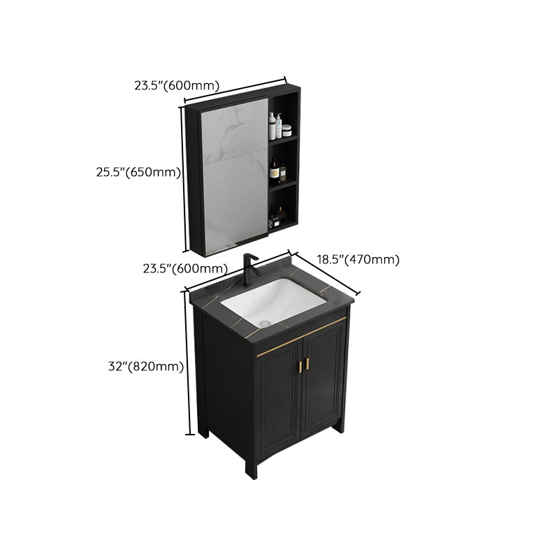 Rectangular Bathroom Vanity Glam Black Freestanding Metal Base Vanity Set Clearhalo 'Bathroom Remodel & Bathroom Fixtures' 'Bathroom Vanities' 'bathroom_vanities' 'Home Improvement' 'home_improvement' 'home_improvement_bathroom_vanities' 7581725
