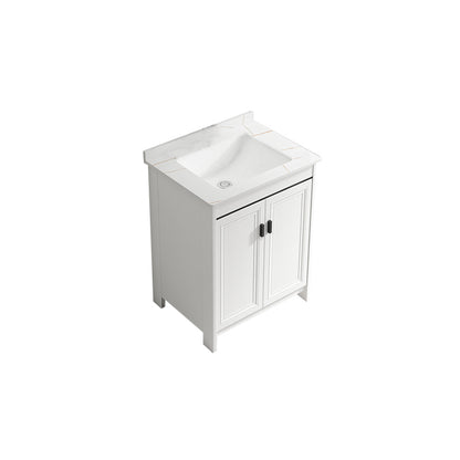 Freestanding Bathroom Vanity Single Sink White Modern Rectangular Vanity Set Bathroom Vanity 24"L x 19"W x 32"H Towel Bar Not Included Clearhalo 'Bathroom Remodel & Bathroom Fixtures' 'Bathroom Vanities' 'bathroom_vanities' 'Home Improvement' 'home_improvement' 'home_improvement_bathroom_vanities' 7581754