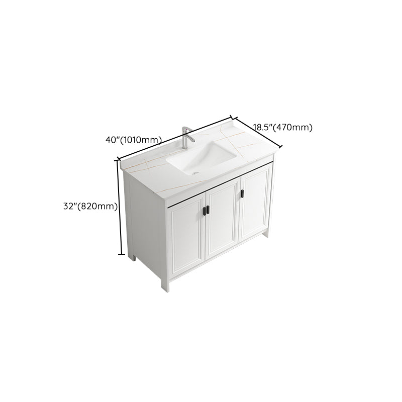 Freestanding Bathroom Vanity Single Sink White Modern Rectangular Vanity Set Clearhalo 'Bathroom Remodel & Bathroom Fixtures' 'Bathroom Vanities' 'bathroom_vanities' 'Home Improvement' 'home_improvement' 'home_improvement_bathroom_vanities' 7581766