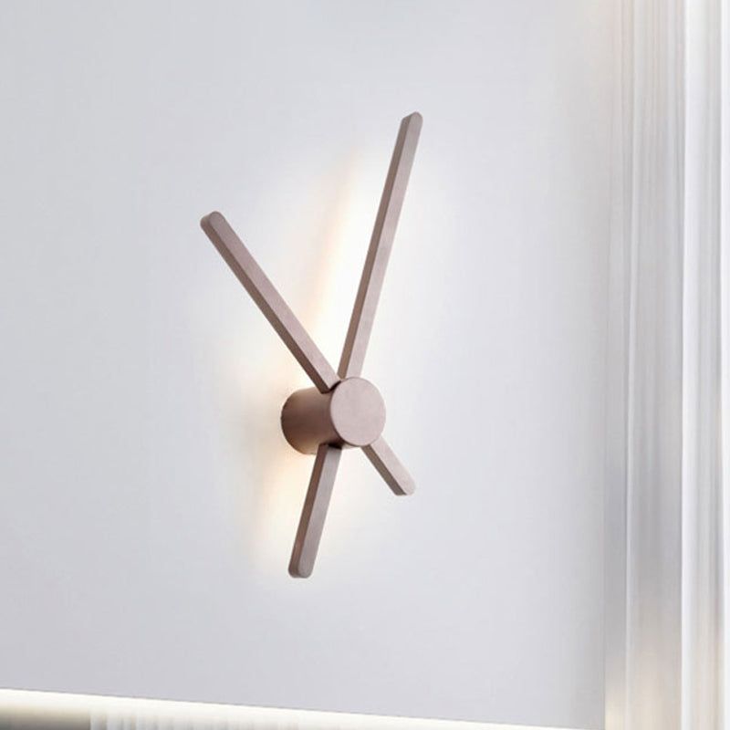 Crossed Lines Sconce Wall Light Metal Post Modern Wall Lamp in Brown for Living Room Brown B Clearhalo 'Cast Iron' 'Glass' 'Industrial' 'Modern wall lights' 'Modern' 'Tiffany' 'Traditional wall lights' 'Wall Lamps & Sconces' 'Wall Lights' Lighting' 758177