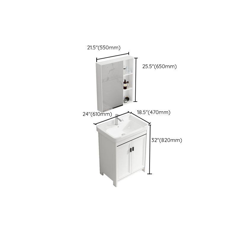 Modern White Sink Vanity Ceramic Single Rectangular Bath Vanity Clearhalo 'Bathroom Remodel & Bathroom Fixtures' 'Bathroom Vanities' 'bathroom_vanities' 'Home Improvement' 'home_improvement' 'home_improvement_bathroom_vanities' 7581873