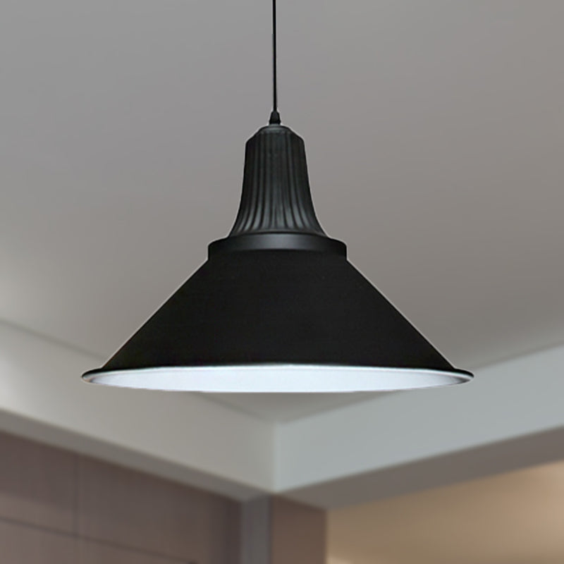 12"/14" W Extendable Cone Shade Metal Pendant Light Retro Style 1 Head Indoor Ceiling Hanging Light in Black Black Clearhalo 'Art Deco Pendants' 'Black' 'Cast Iron' 'Ceiling Lights' 'Ceramic' 'Crystal' 'Industrial Pendants' 'Industrial' 'Metal' 'Middle Century Pendants' 'Pendant Lights' 'Pendants' 'Rustic Pendants' 'Tiffany' Lighting' 758205