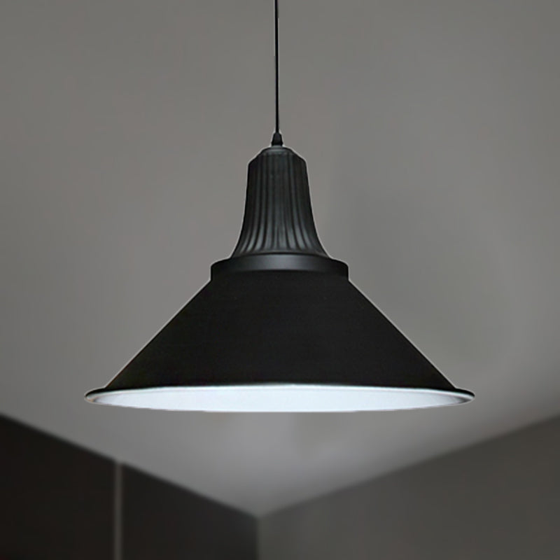 12"/14" W Extendable Cone Shade Metal Pendant Light Retro Style 1 Head Indoor Ceiling Hanging Light in Black Clearhalo 'Art Deco Pendants' 'Black' 'Cast Iron' 'Ceiling Lights' 'Ceramic' 'Crystal' 'Industrial Pendants' 'Industrial' 'Metal' 'Middle Century Pendants' 'Pendant Lights' 'Pendants' 'Rustic Pendants' 'Tiffany' Lighting' 758206